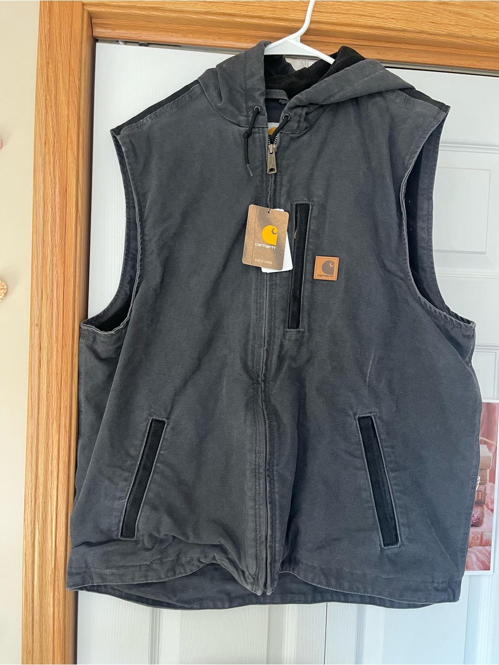 Carhartt Gray Hooded Sleeveless Work Vest